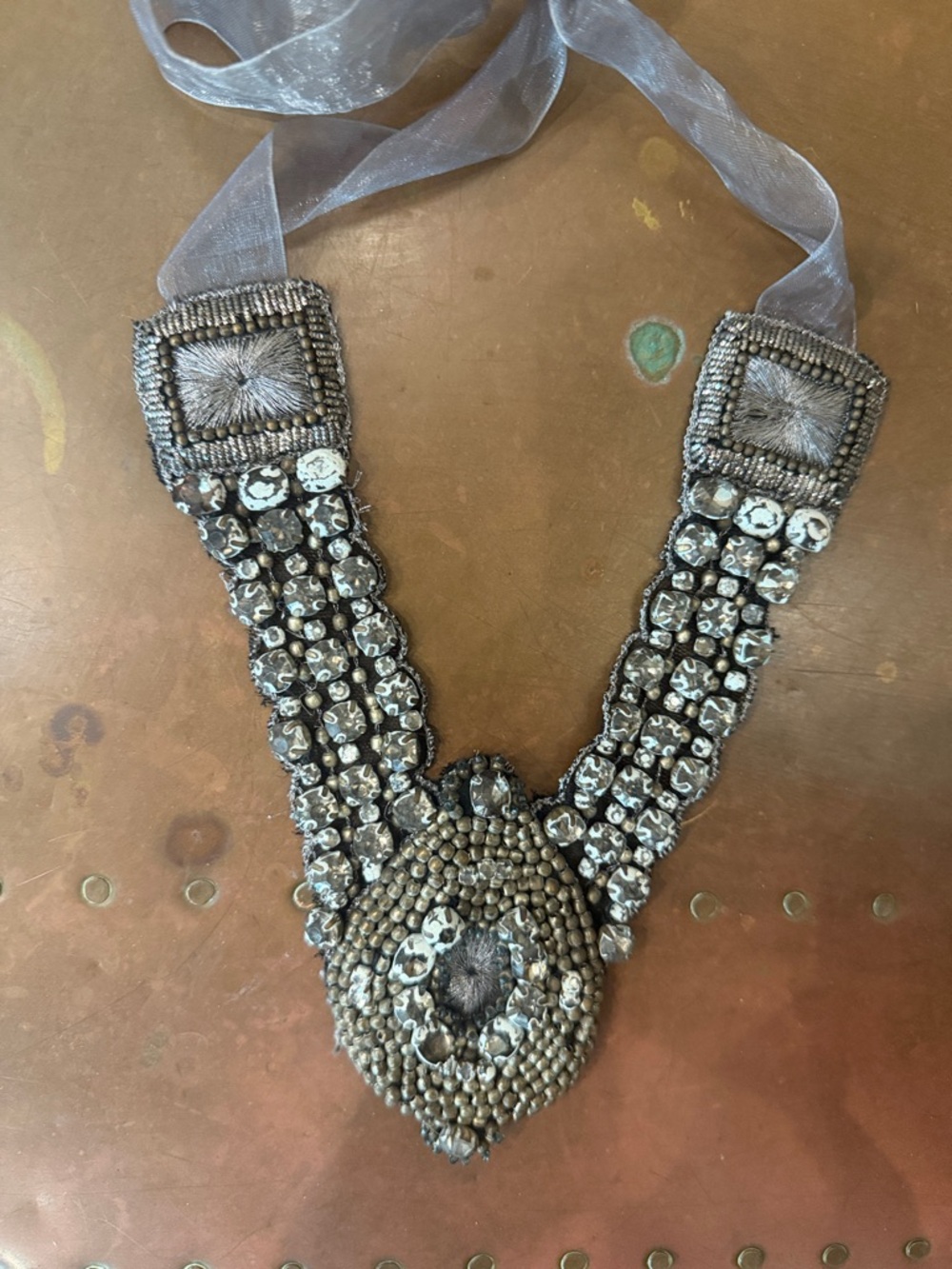 🎀 2 Anthropologie BIb Necklaces - Ribbon Ties - Picture 2 of 5